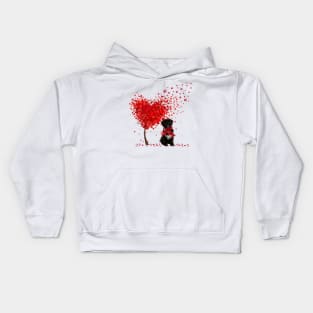 Happy Valentine's Day Heart Tree Love Tibetan Terrier Kids Hoodie